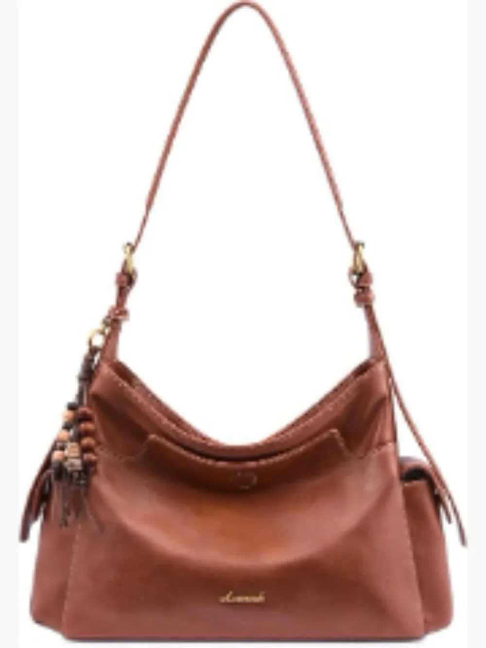 Hobo Crossbody Purse Faux Leather with Tassel Charm